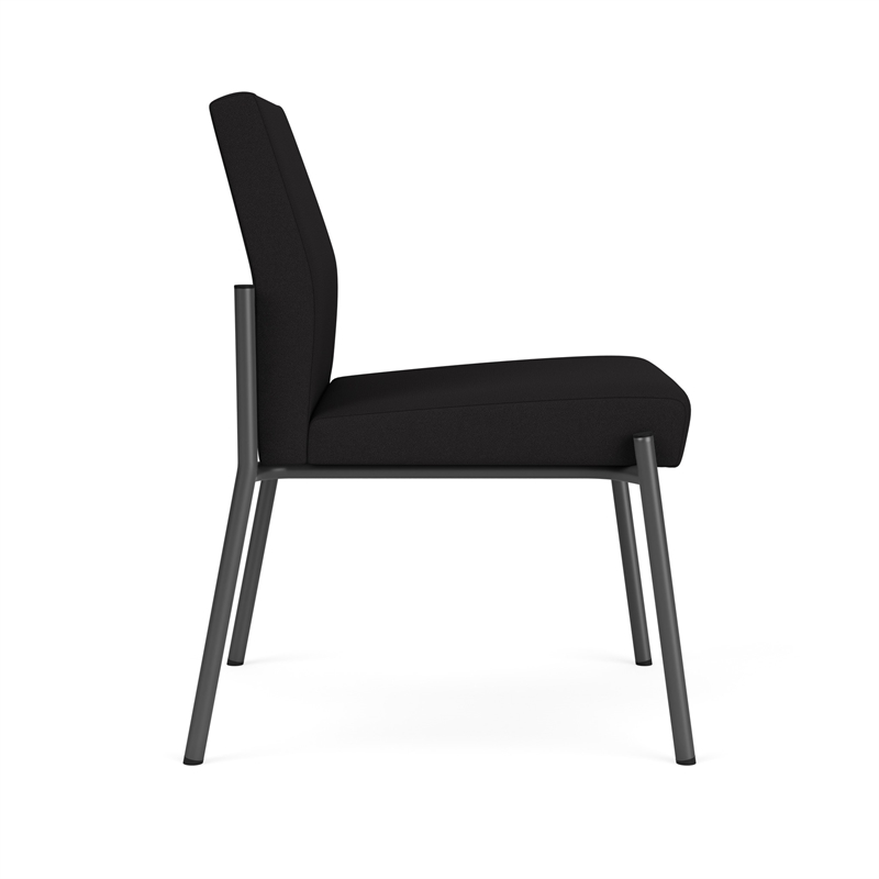 Mystic Reception Waiting Room Armless Guest Chair / Charcoal Steel / Black