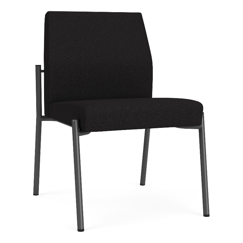 Mystic Reception Waiting Room Armless Guest Chair / Charcoal Steel / Black