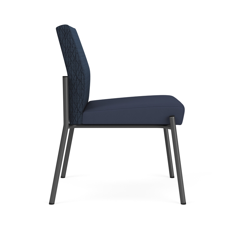 Mystic Reception Waiting Armless Guest Chair / Charcoal Steel / Blue / Blue