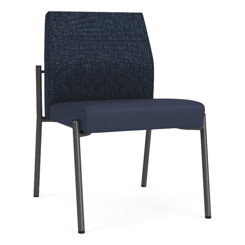 Mystic Reception Waiting Armless Guest Chair / Charcoal Steel / Blue / Blue