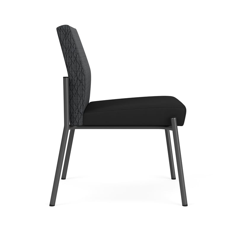 Mystic Reception Armless Guest Chair / Charcoal Steel / Dark Gray / Black