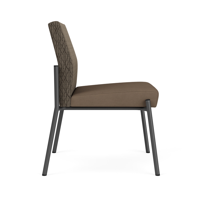 Mystic Reception Waiting Armless Guest Chair / Charcoal Steel / Brown / Brown