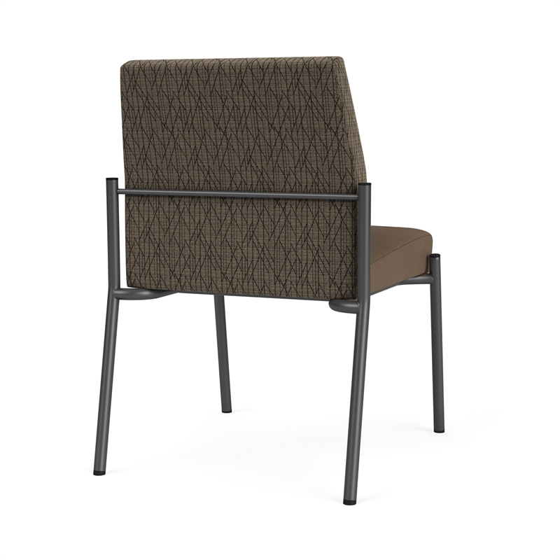 Mystic Reception Waiting Armless Guest Chair / Charcoal Steel / Brown / Brown