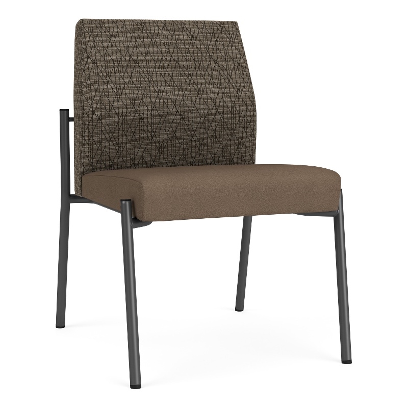 Mystic Reception Waiting Armless Guest Chair / Charcoal Steel / Brown / Brown