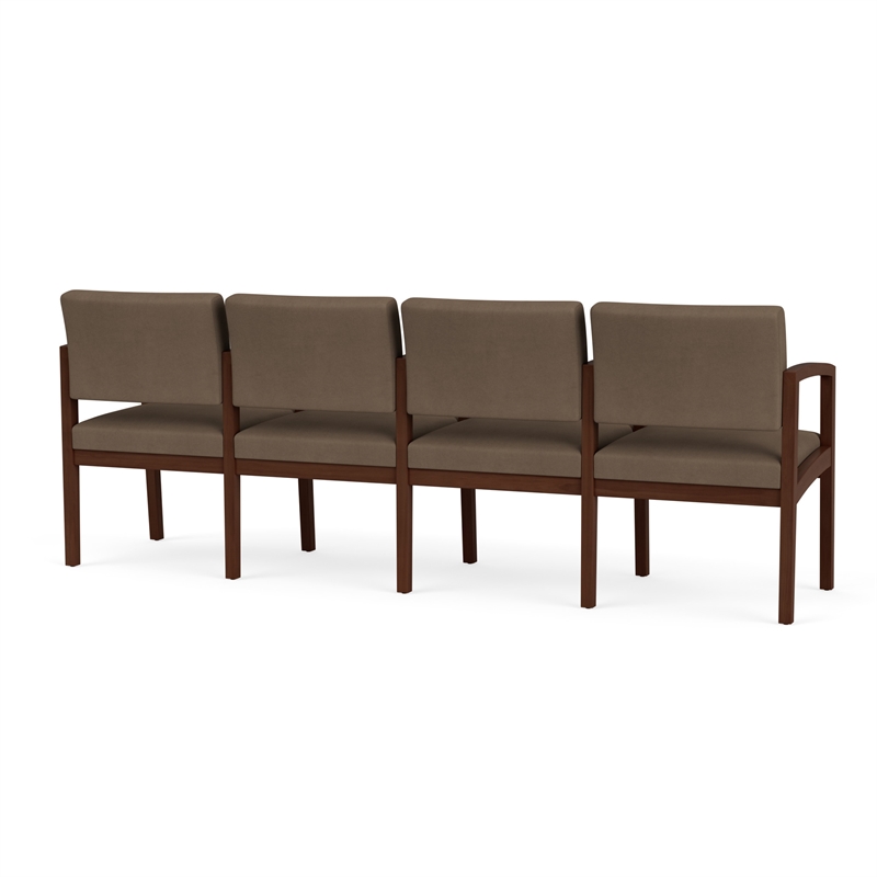 Lenox Wood Reception Waiting 4-Seat Tandem Seating / Walnut Wood / Brown