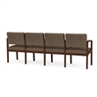 Lenox Wood Reception Waiting 4-Seat Tandem Seating / Walnut Wood / Brown