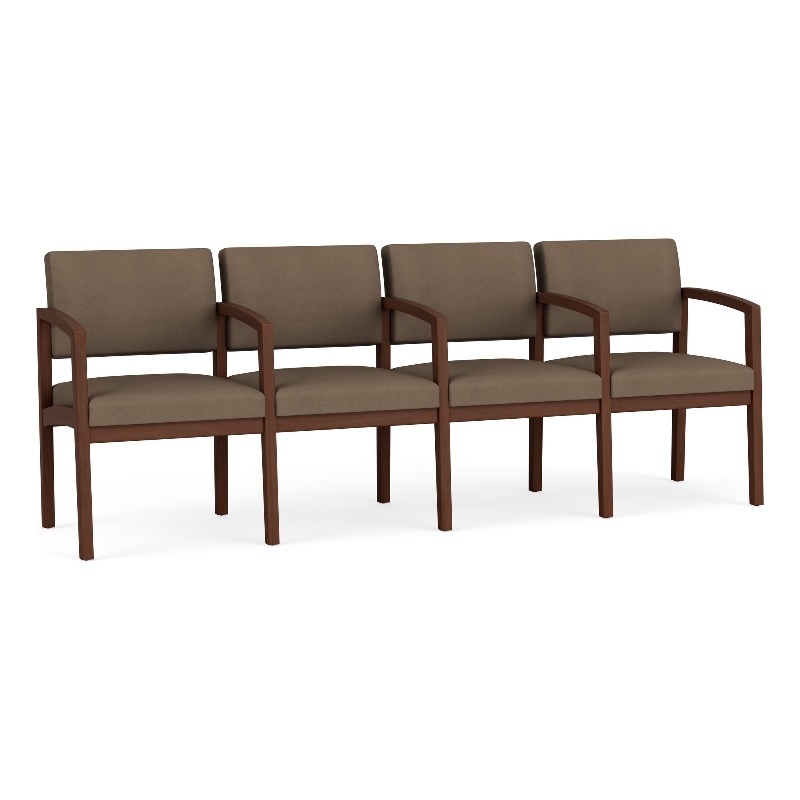 Lenox Wood Reception Waiting 4-Seat Tandem Seating / Walnut Wood / Brown
