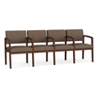 Lenox Wood Reception Waiting 4-Seat Tandem Seating / Walnut Wood / Brown