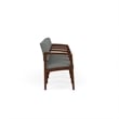 Lenox Wood Reception Waiting 4-Seat Tandem Seating / Walnut Wood / Light Gray