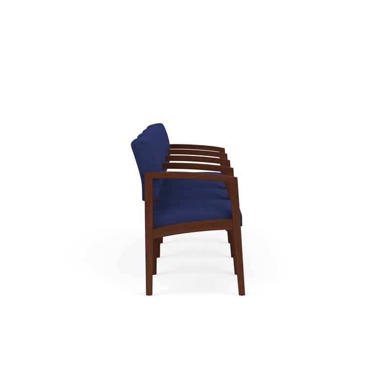 Lenox Wood Reception Waiting 4-Seat Tandem Seating / Walnut Wood / Blue