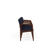 Lenox Wood Reception Waiting 4-Seat Tandem Seating / Walnut Wood / Navy Blue