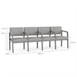 Lenox Wood Reception Waiting 4-Seat Tandem Seating / Walnut Wood / Navy Blue