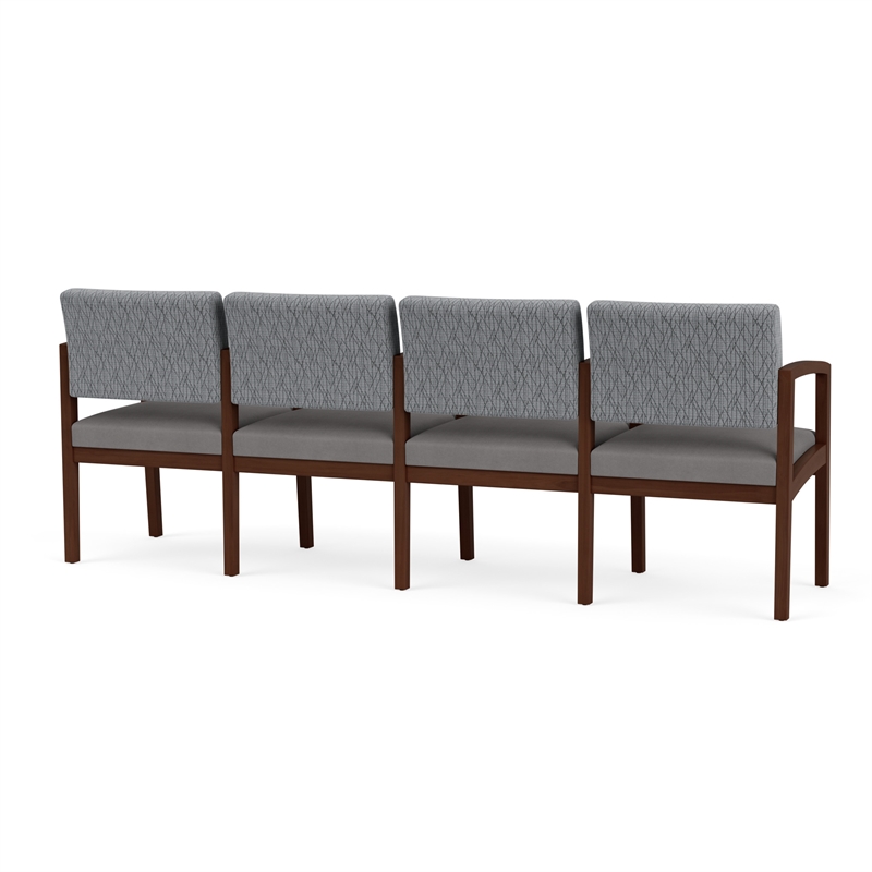 Lenox Wood Reception 4-Seat Tandem Seating / Walnut Wood / Gray / Gray