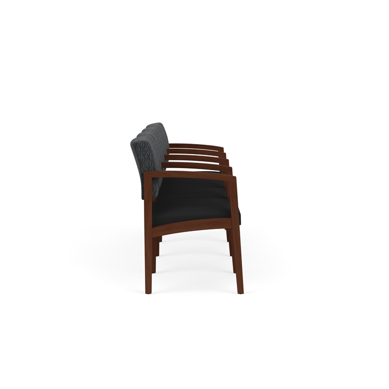 Lenox Wood Reception 4-Seat Tandem Seating / Walnut Wood / Dark Gray / Black
