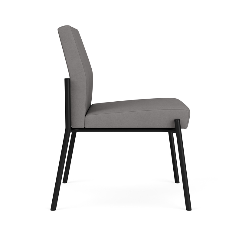 Mystic Reception Waiting Armless Guest Chair / Black Steel / Light Gray