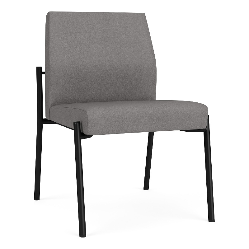 Mystic Reception Waiting Armless Guest Chair / Black Steel / Light Gray