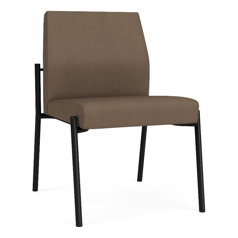 Mystic Reception Waiting Room Armless Guest Chair / Black Steel / Brown