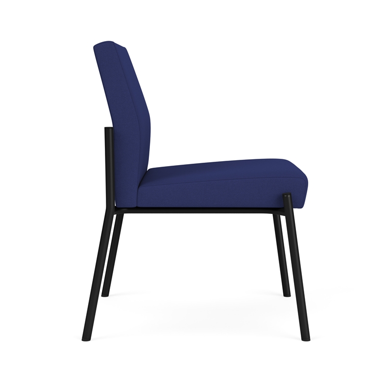 Mystic Reception Waiting Room Armless Guest Chair / Black Steel / Blue