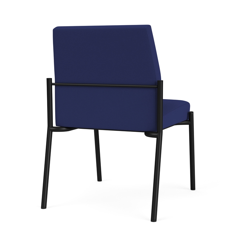 Mystic Reception Waiting Room Armless Guest Chair / Black Steel / Blue
