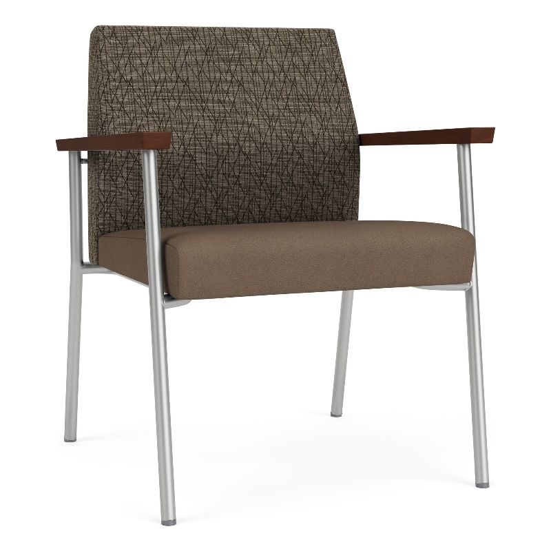 Mystic Reception Waiting Oversize Guest Chair / Silver Steel / Brown / Brown