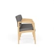 Lenox Wood Reception Waiting 3-Seat Tandem Seating / Natural Wood / Light Gray