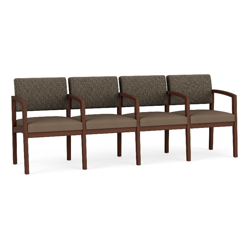 Lenox Wood Reception 4-Seat Tandem Seating / Walnut Wood / Brown / Brown