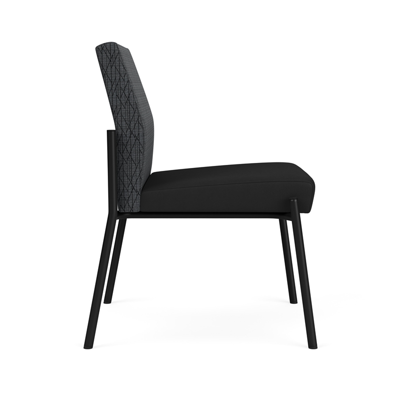 Mystic Reception Waiting Armless Guest Chair / Black Steel / Dark Gray / Black