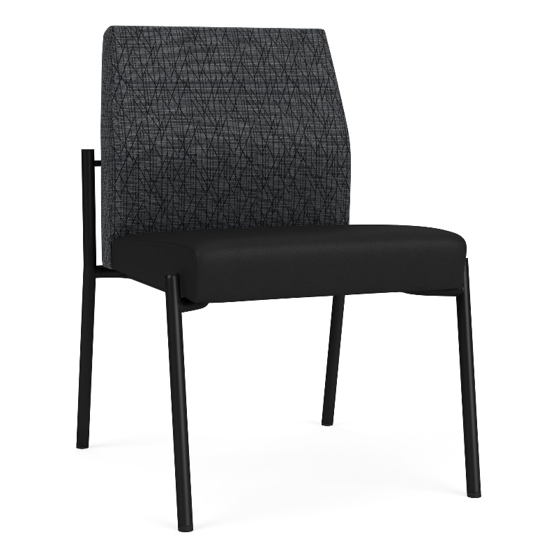Mystic Reception Waiting Armless Guest Chair / Black Steel / Dark Gray / Black