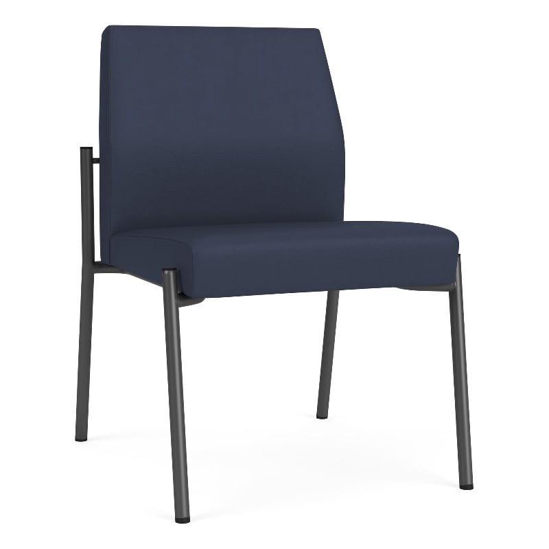 Mystic Reception Waiting Room Armless Guest Chair / Charcoal Steel / Blue