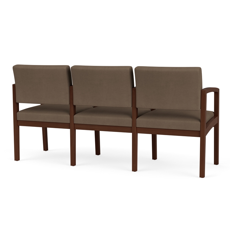 Lenox Wood Reception Waiting 3-Seat Tandem Seating / Walnut Wood / Brown