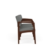 Lenox Wood Reception Waiting 3-Seat Tandem Seating / Walnut Wood / Light Gray