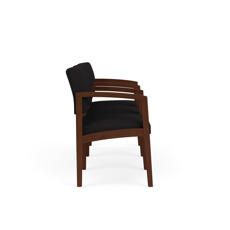 Lenox Wood Reception Waiting 3-Seat Tandem Seating / Walnut Wood / Black