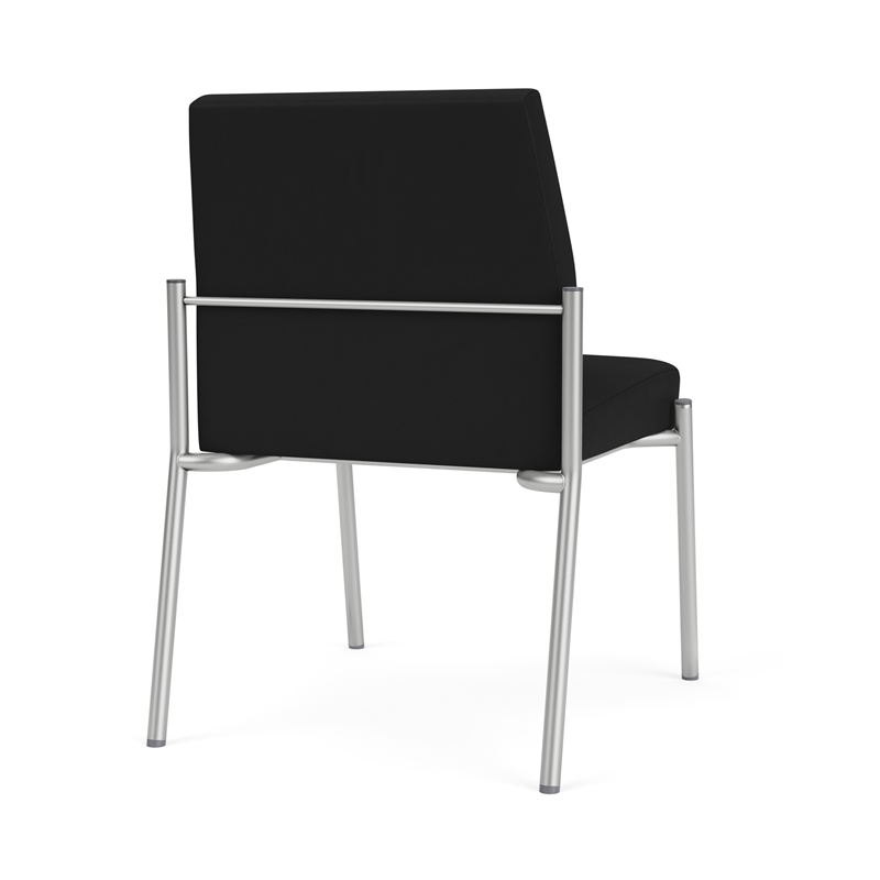Mystic Reception Waiting Room Armless Guest Chair / Silver Steel / Black