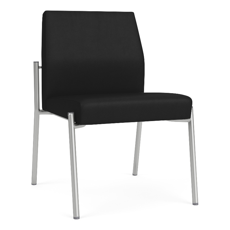 Mystic Reception Waiting Room Armless Guest Chair / Silver Steel / Black