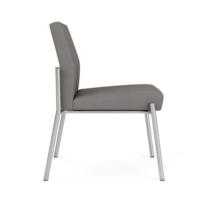 Mystic Reception Waiting Armless Guest Chair / Silver Steel / Light Gray