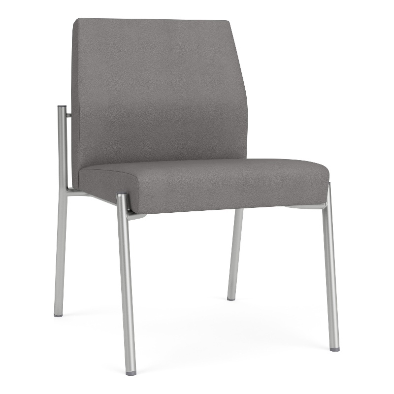 Mystic Reception Waiting Armless Guest Chair / Silver Steel / Light Gray