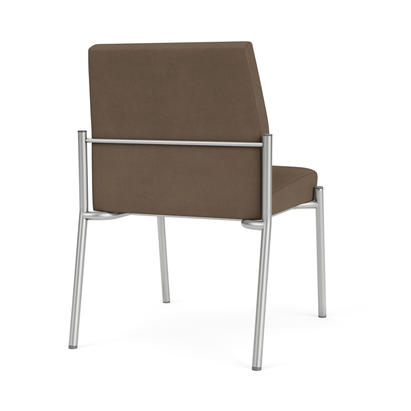 Mystic Reception Waiting Room Armless Guest Chair / Silver Steel / Brown
