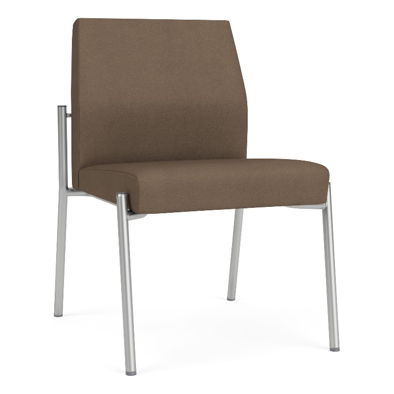 Mystic Reception Waiting Room Armless Guest Chair / Silver Steel / Brown
