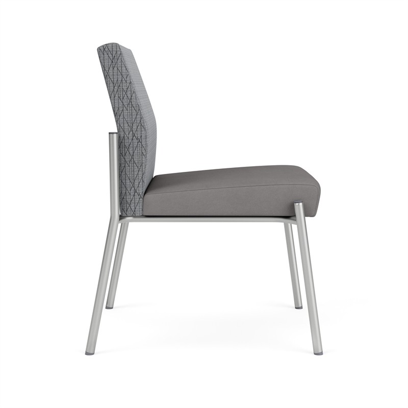 Mystic Reception Waiting Armless Guest Chair / Silver Steel / Gray / Gray