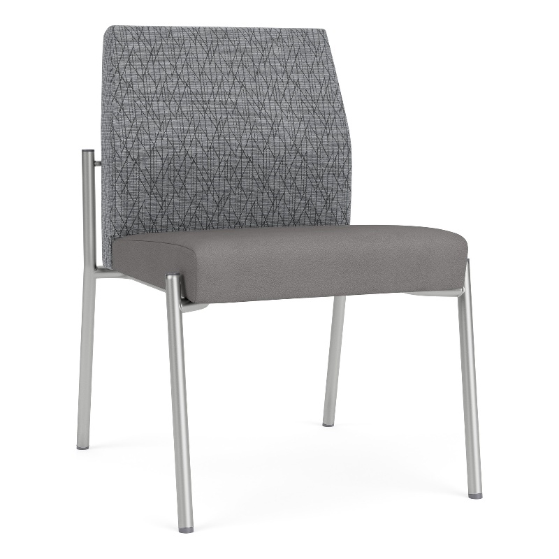 Mystic Reception Waiting Armless Guest Chair / Silver Steel / Gray / Gray