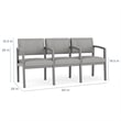 Lenox Wood Reception Waiting 3-Seat Tandem Seating / Walnut Wood / Navy Blue