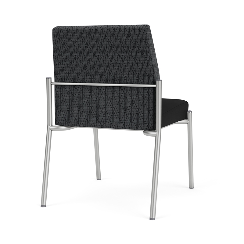 Mystic Reception Waiting Armless Guest Chair / Silver Steel / Dark Gray / Black