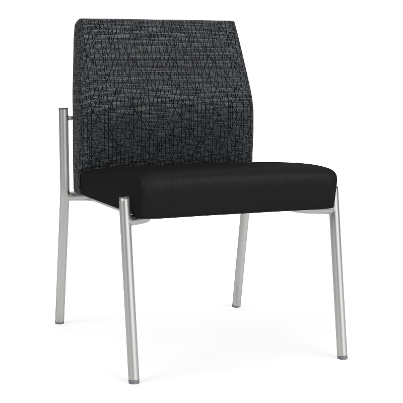 Mystic Reception Waiting Armless Guest Chair / Silver Steel / Dark Gray / Black