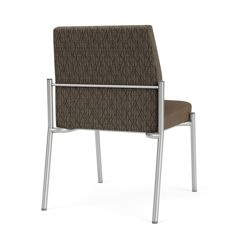 Mystic Reception Waiting Armless Guest Chair / Silver Steel / Brown / Brown