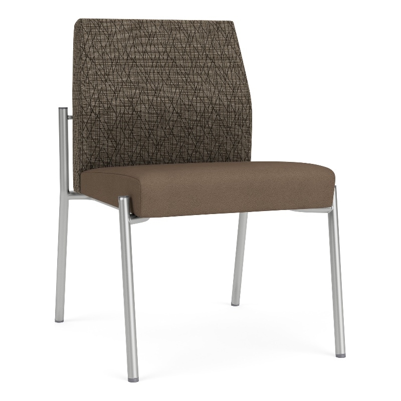 Mystic Reception Waiting Armless Guest Chair / Silver Steel / Brown / Brown