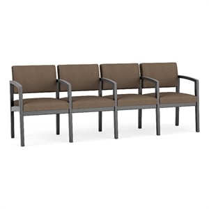Lenox Wood Reception Waiting 4-Seat Tandem Seating / Black Wood / Brown