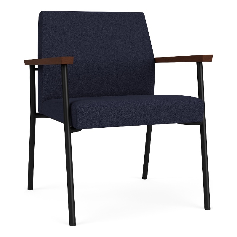 Mystic Reception Waiting Oversize Guest Chair / Black Steel / Navy Blue