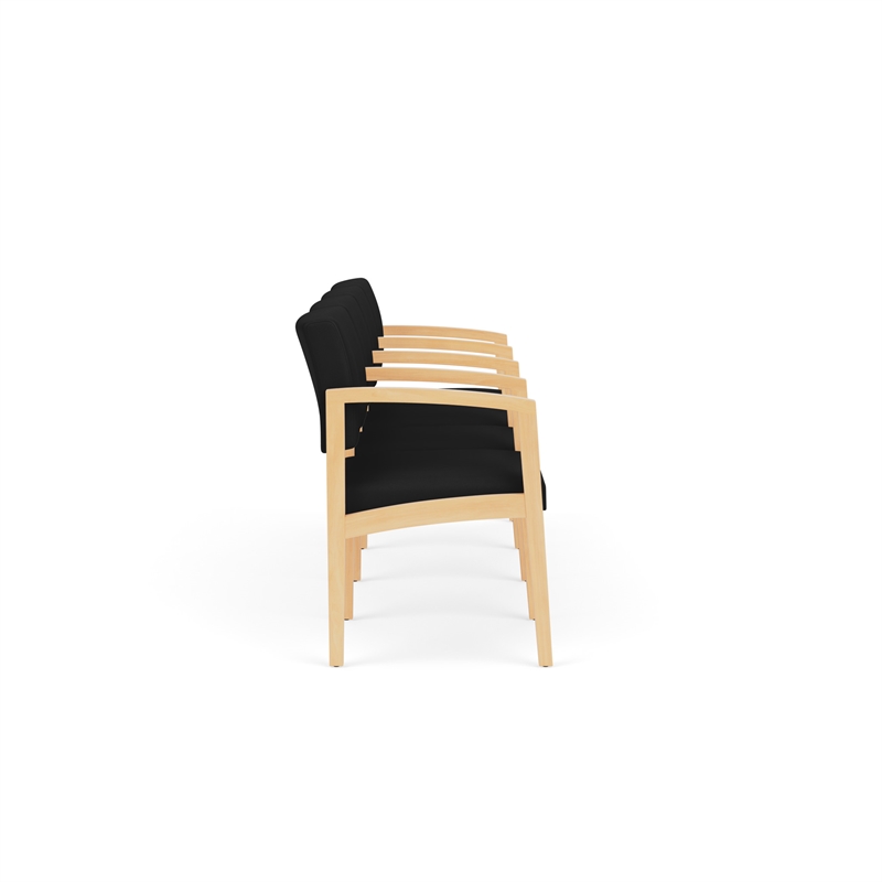 Lenox Wood Reception Waiting 4-Seat Tandem Seating / Natural Wood / Black