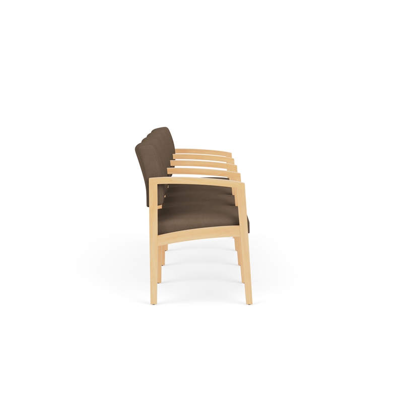 Lenox Wood Reception Waiting 4-Seat Tandem Seating / Natural Wood / Brown