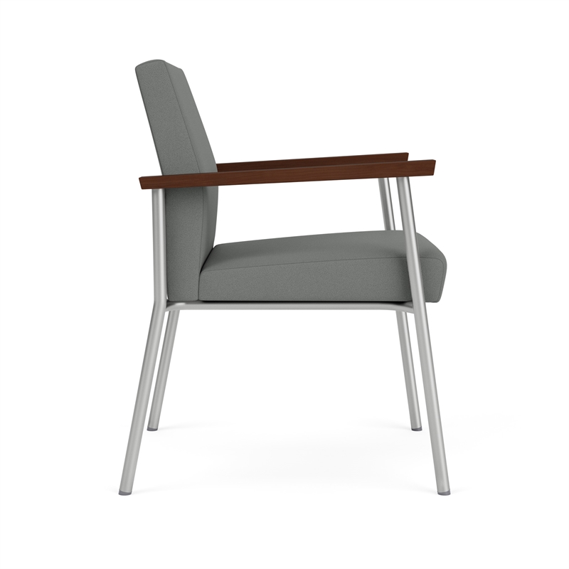 Mystic Reception Waiting Room Healthcare Guest Chair / Silver Steel / Light Gray